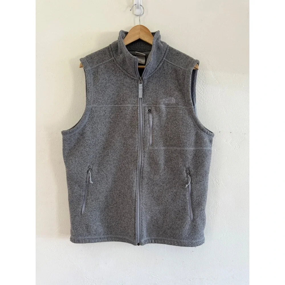 The North Face Mens Gordon Lyons Full Zip Fleece Vest Heather Grey Large